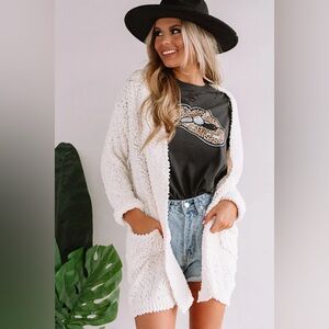 Garage popcorn knit open cardigan